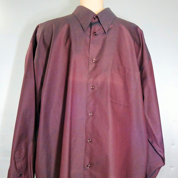 Pronto Uomo Maroon Red Non-Iron Dress Shirt XL - Picture 1 of 3